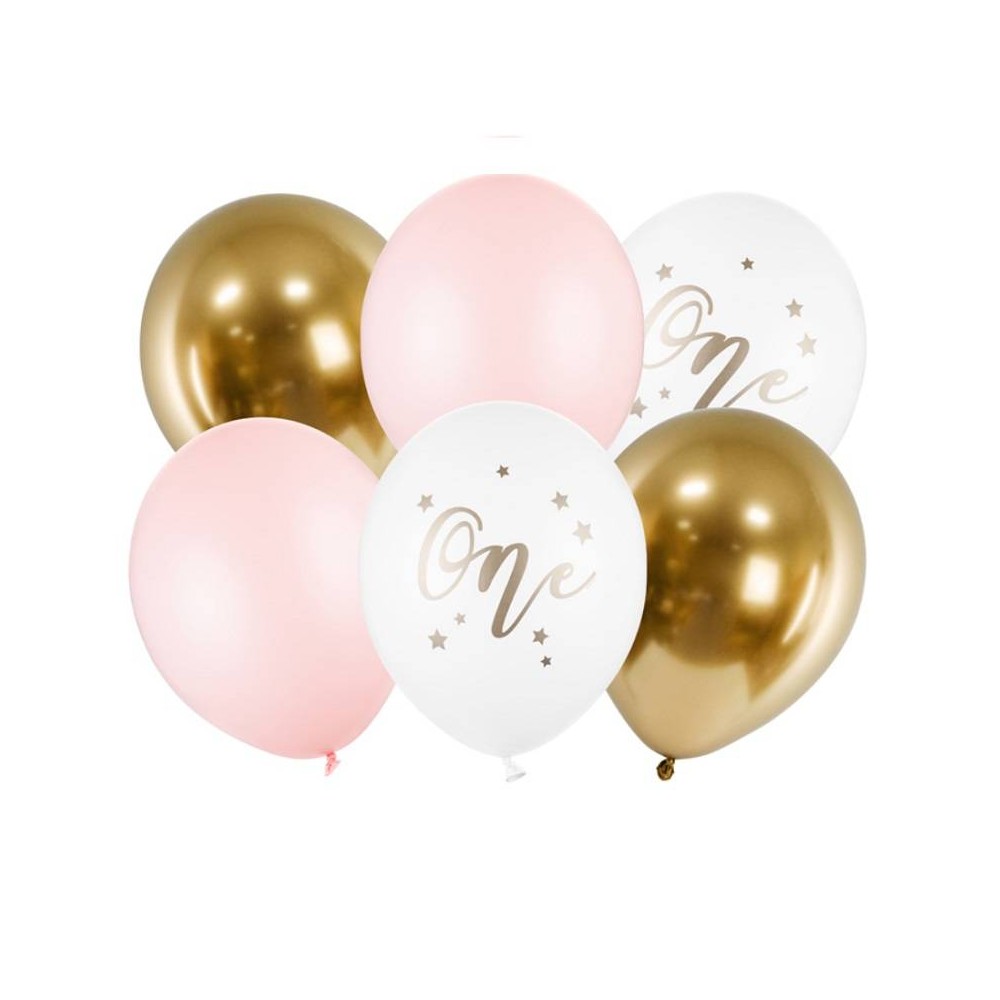 Kit Balões aniversário 1 ano rosa (6 uds) 