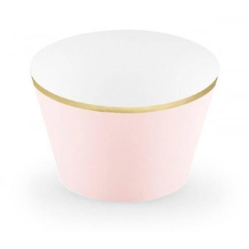 Embalagem para Cupcakes "Elegante"  Rosa/Ouro (6 uds)