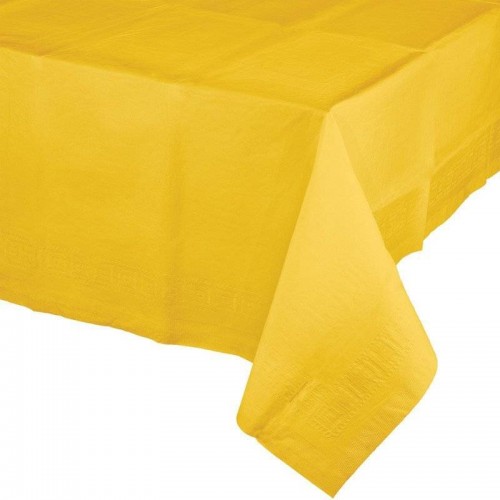 Toalha de mesa de papel forrado com plástico cor amarelo