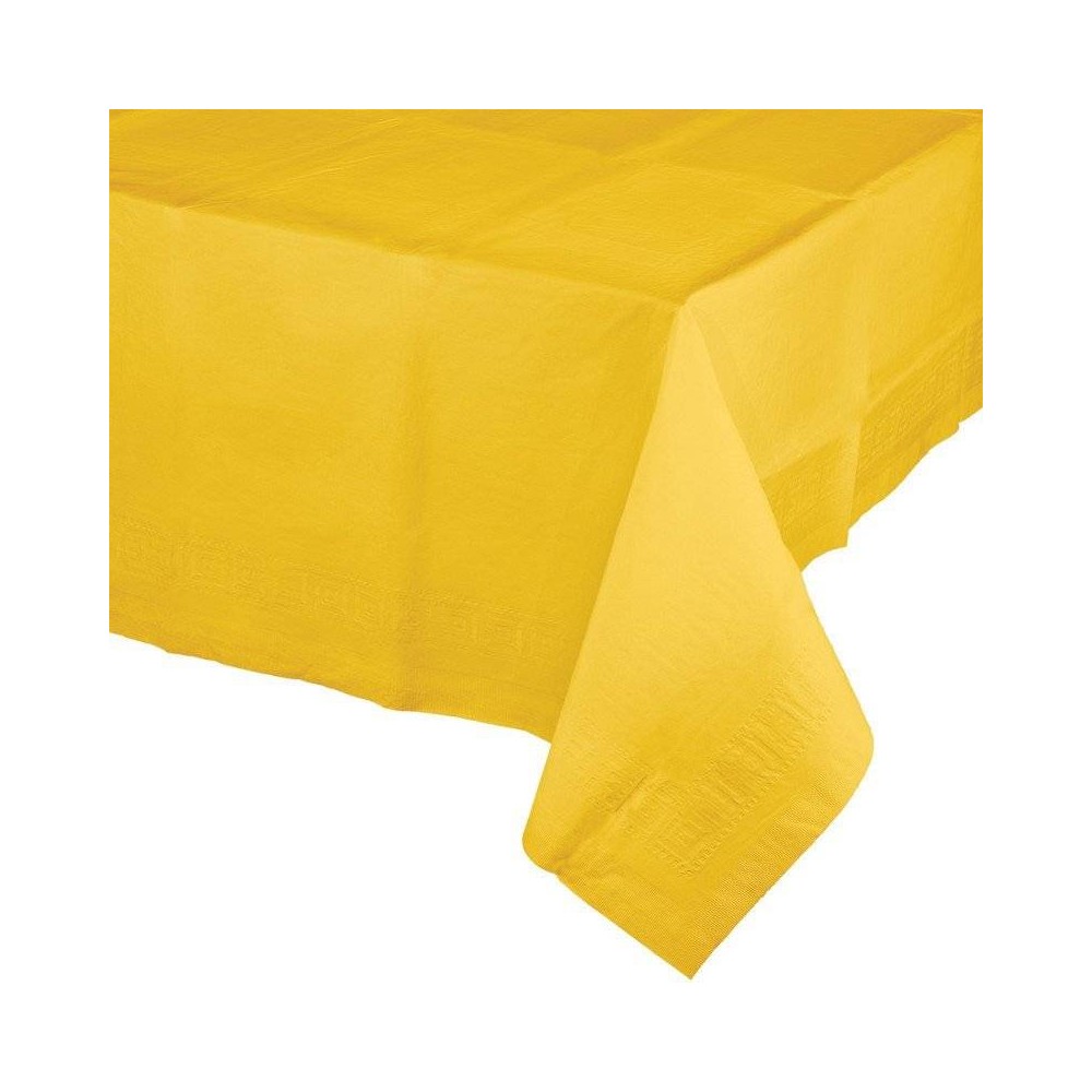 Toalha de mesa de papel forrado com plástico cor amarelo