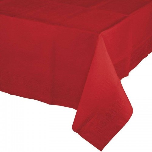 Mantel de Papel Forrado con Plástico Color Rojo (1 ud)