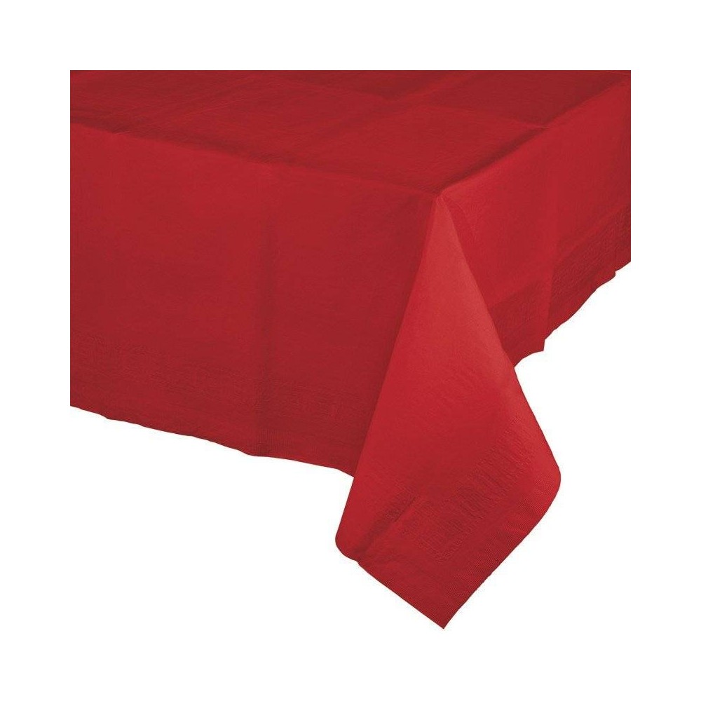 Toalha de Mesa Vermelha de Papel forrada de plástico