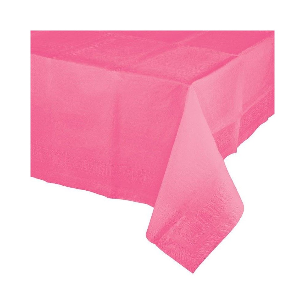 Toalha de Mesa de Papel Forrado com Plástico Cor Rosa