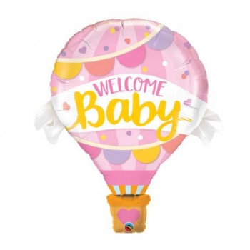Balão foil "welcome baby" rosa