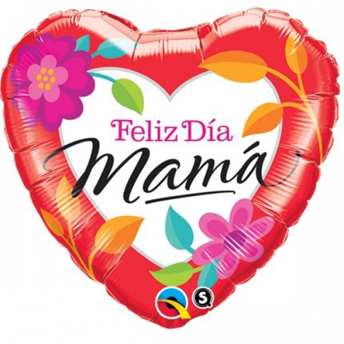 Globo corazón "Feliz día Mamá" (1 ud)