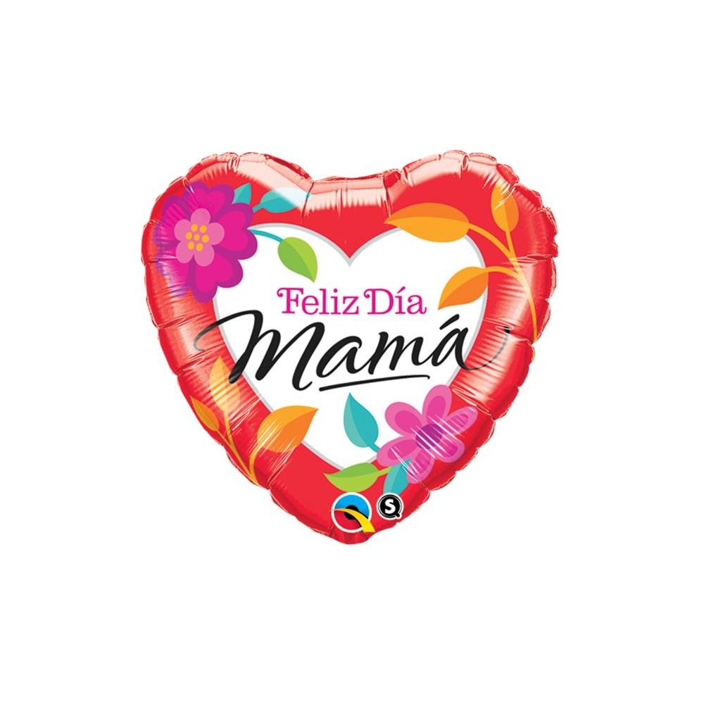 Globo corazón "Feliz día Mamá" (1 ud)