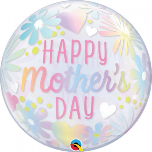 Globo burbuja "Happy Mothers Day" pastel