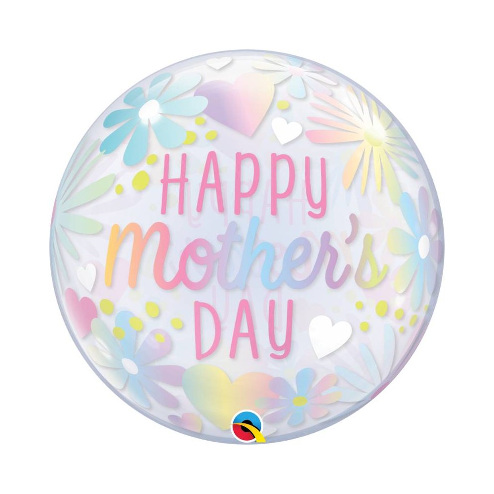 Globo burbuja "Happy Mothers Day" pastel
