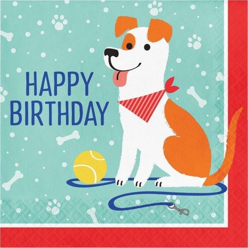Guardanapos Cachorros "Happy Birthday" (16 uds)