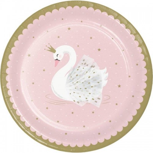 Pratos Stylish Swan Party 23 cm (8 uds)